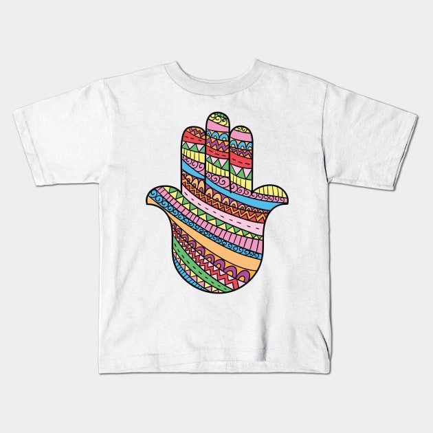 Hand Of Hamsa - Hand Of Fatima Kids T-Shirt by OffTheDome